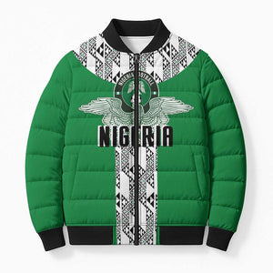 Custom Nigeria National Football Bomber Puffer Jacket Inspired Retro Style - African Pride