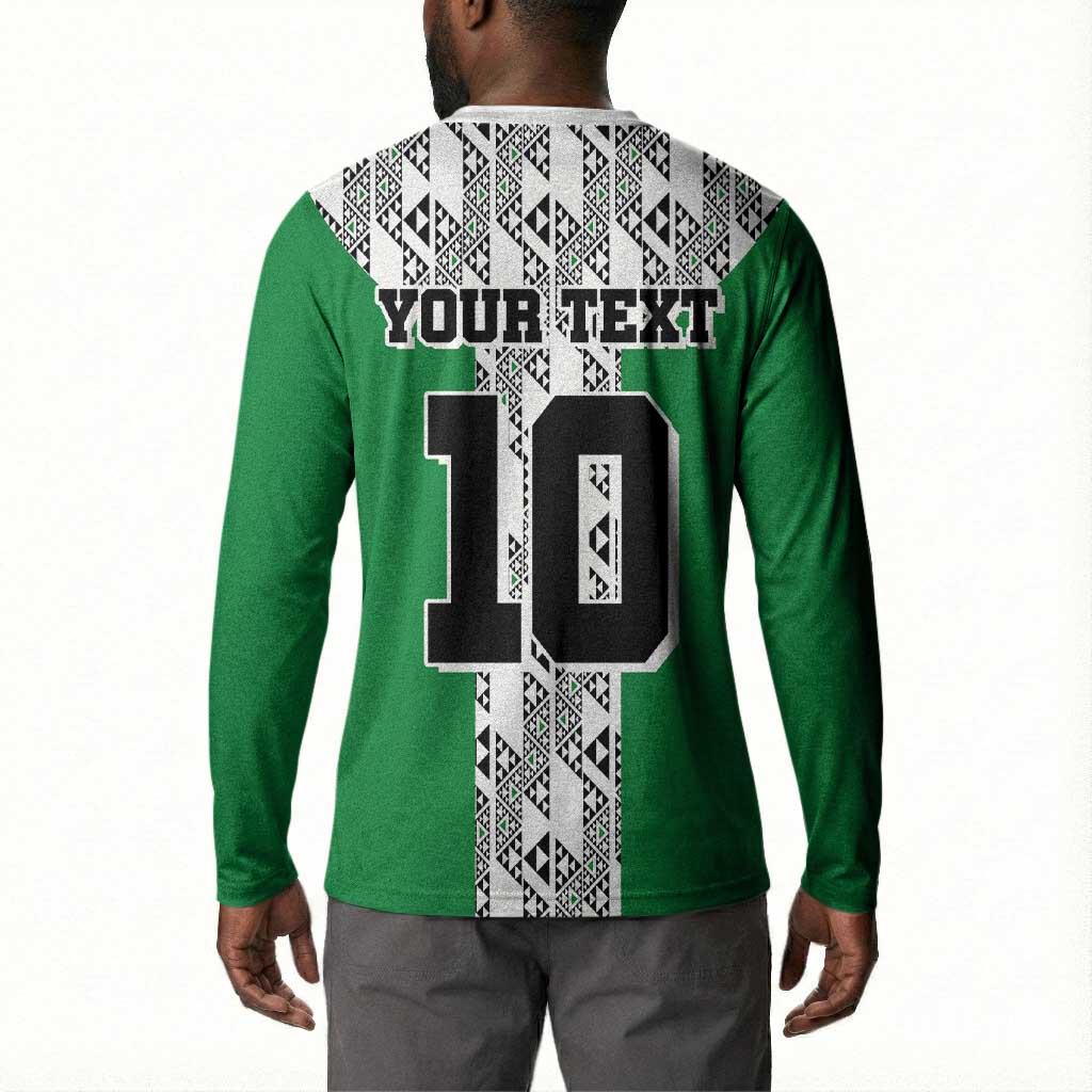 Custom Nigeria National Football Button Sweatshirt Inspired Retro Style
