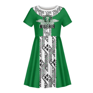 Custom Nigeria National Football Kid Short Sleeve Dress Inspired Retro Style - African Pride