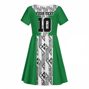 Custom Nigeria National Football Kid Short Sleeve Dress Inspired Retro Style - African Pride