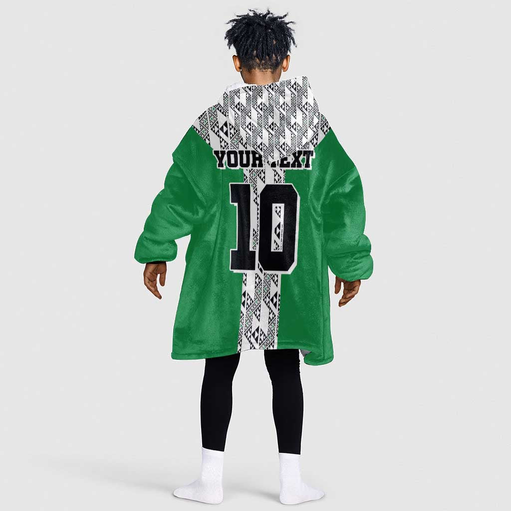Custom Nigeria National Football Kid Wearable Blanket Hoodie Inspired Retro Style - African Pride