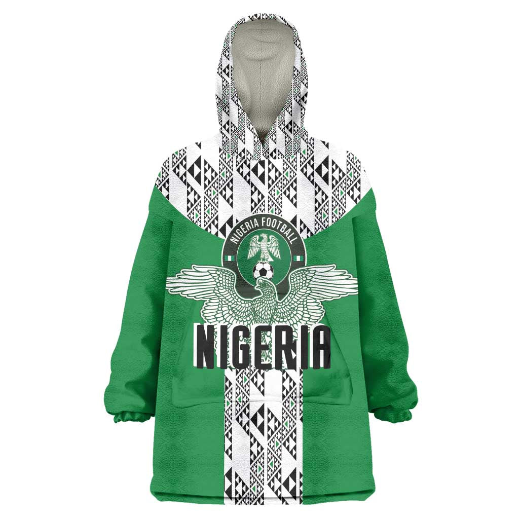 Custom Nigeria National Football Kid Wearable Blanket Hoodie Inspired Retro Style - African Pride