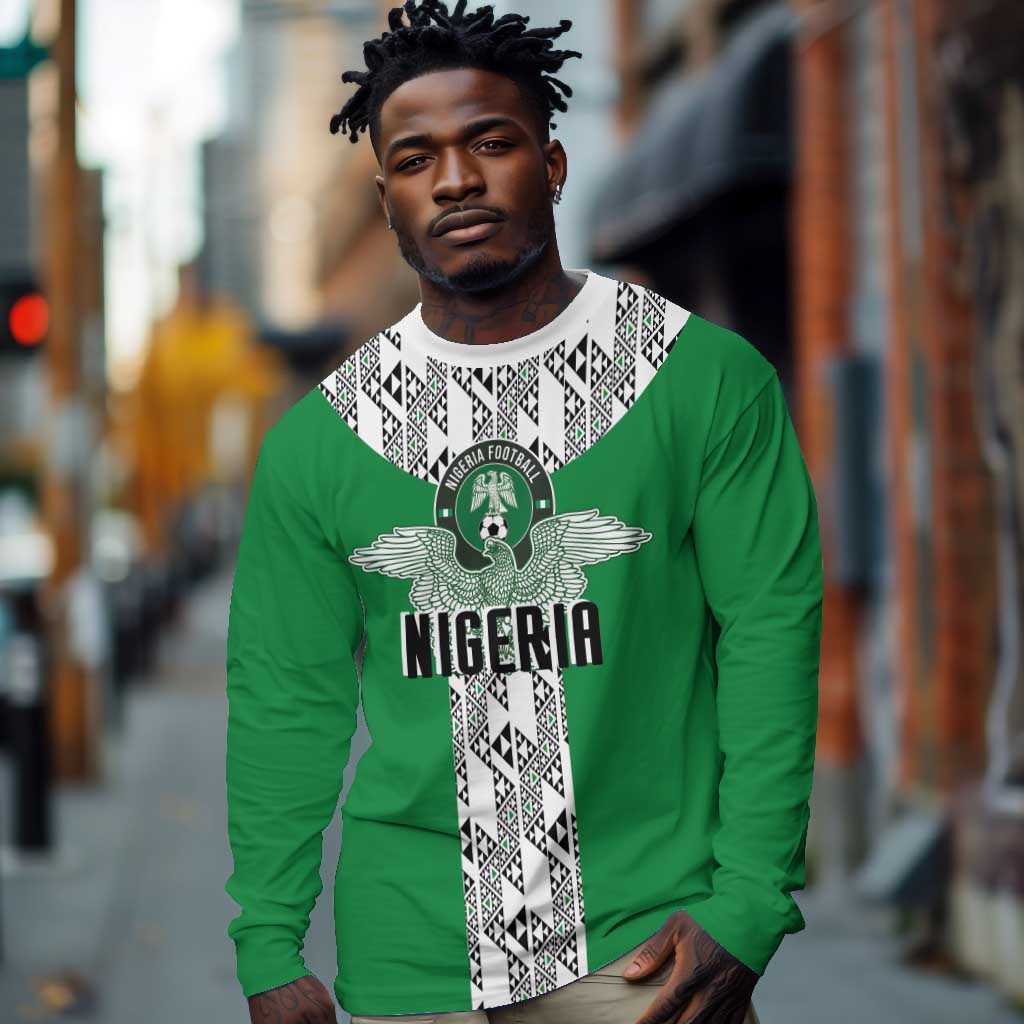 Custom Nigeria National Football Long Sleeve Shirt Inspired Retro Style - African Pride