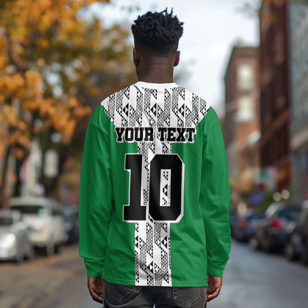 Custom Nigeria National Football Long Sleeve Shirt Inspired Retro Style - African Pride
