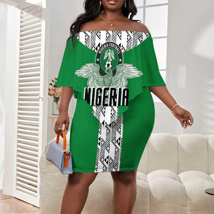 Custom Nigeria National Football Off Shoulder Short Dress Inspired Retro Style - African Pride