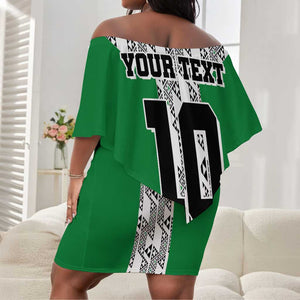 Custom Nigeria National Football Off Shoulder Short Dress Inspired Retro Style - African Pride