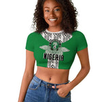 Custom Nigeria National Football Raglan Cropped T shirt Inspired Retro Style - African Pride