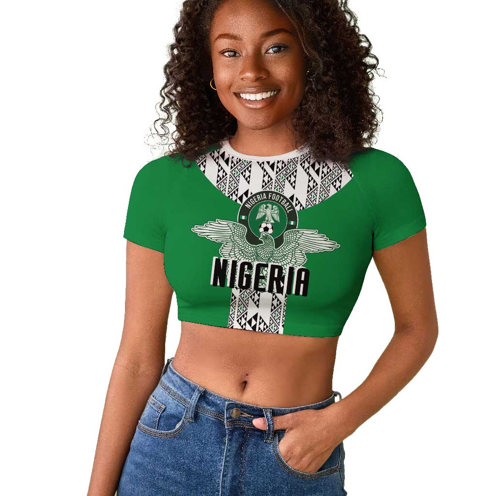 Custom Nigeria National Football Raglan Cropped T shirt Inspired Retro Style - African Pride