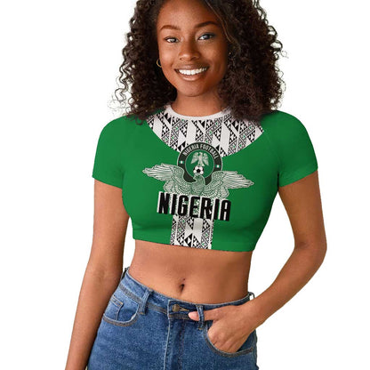 Custom Nigeria National Football Raglan Cropped T shirt Inspired Retro Style - African Pride