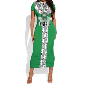 Custom Nigeria National Football Short Sleeve Bodycon Dress Inspired Retro Style - African Pride
