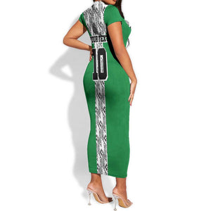 Custom Nigeria National Football Short Sleeve Bodycon Dress Inspired Retro Style - African Pride