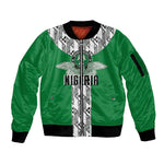 Custom Nigeria National Football Sleeve Zip Bomber Jacket Inspired Retro Style - African Pride