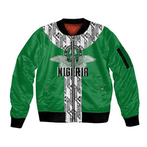 Custom Nigeria National Football Sleeve Zip Bomber Jacket Inspired Retro Style - African Pride