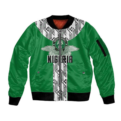 Custom Nigeria National Football Sleeve Zip Bomber Jacket Inspired Retro Style - African Pride