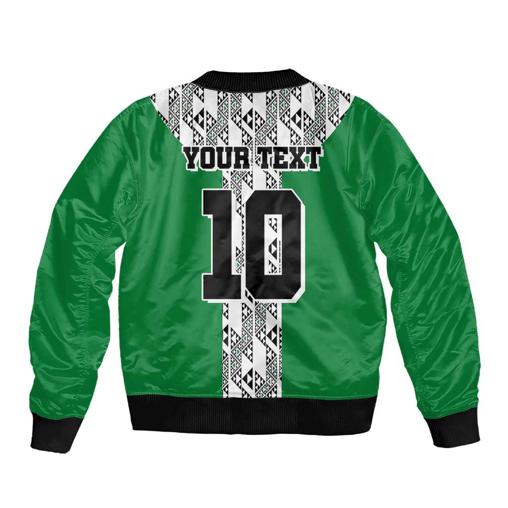 Custom Nigeria National Football Sleeve Zip Bomber Jacket Inspired Retro Style - African Pride