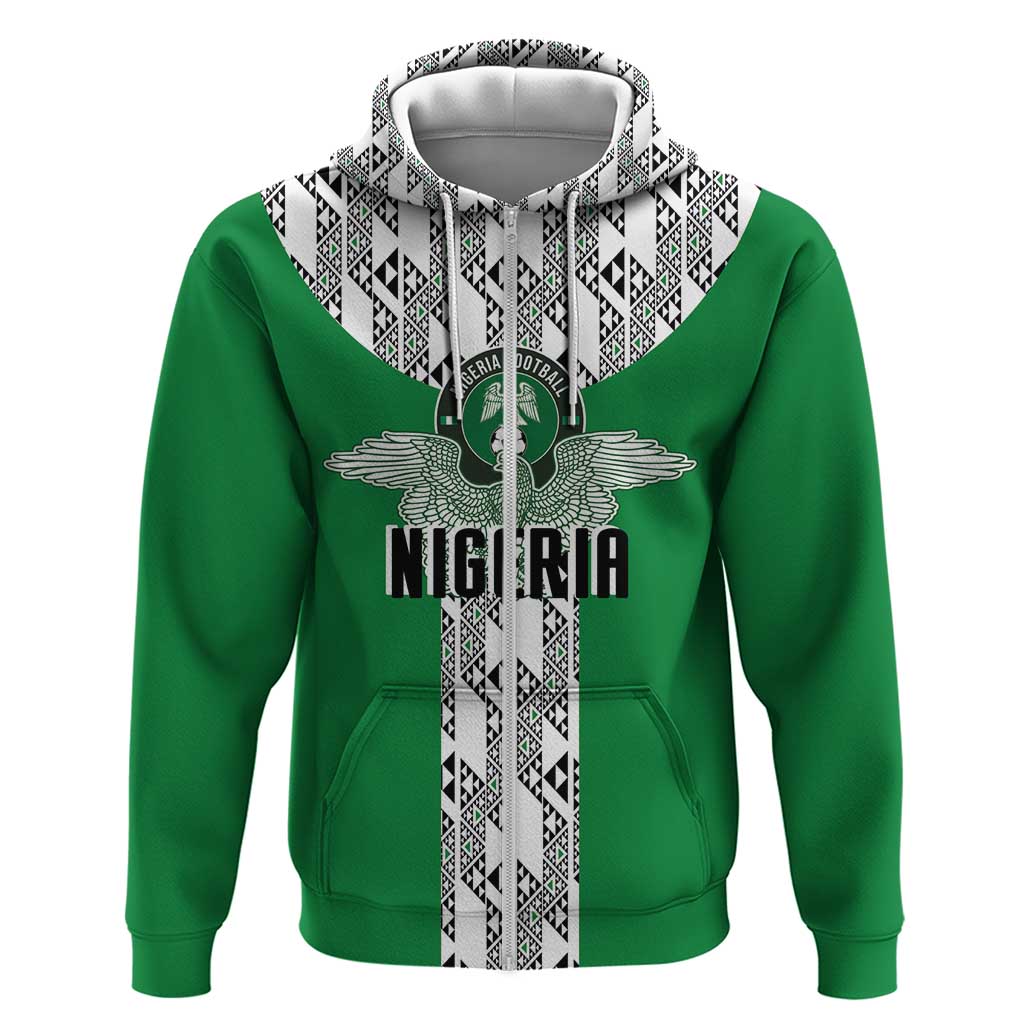 Custom Nigeria National Football Zip Hoodie Inspired Retro Style - African Pride