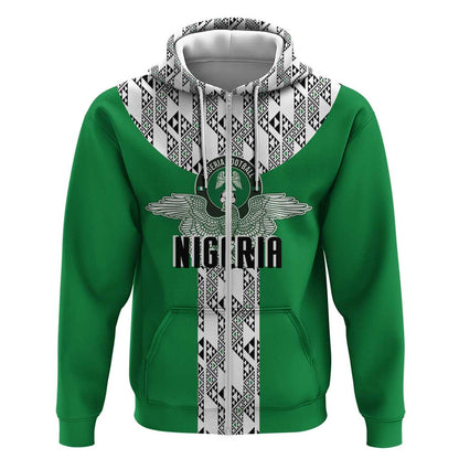 Custom Nigeria National Football Zip Hoodie Inspired Retro Style - African Pride