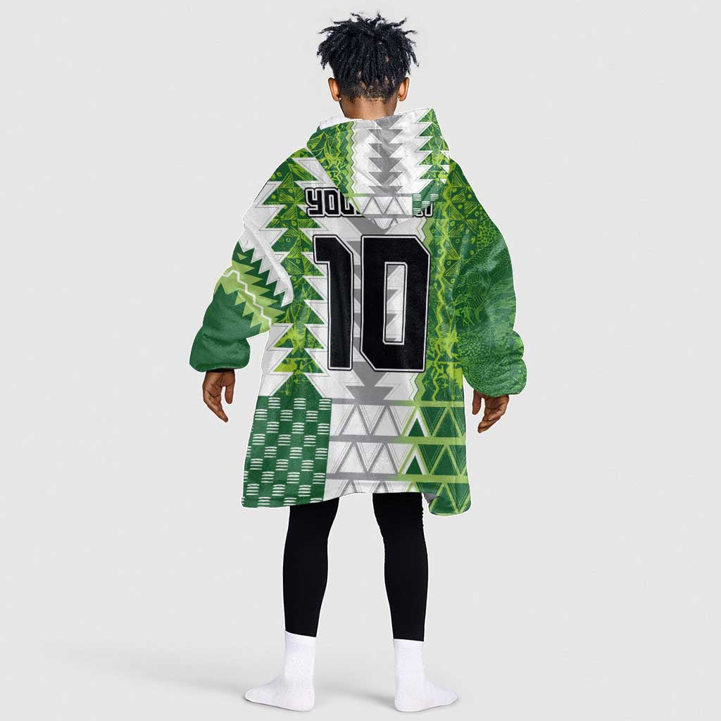 Custom Nigeria National Football Kid Wearable Blanket Hoodie Naija Super Eagles - African Pride