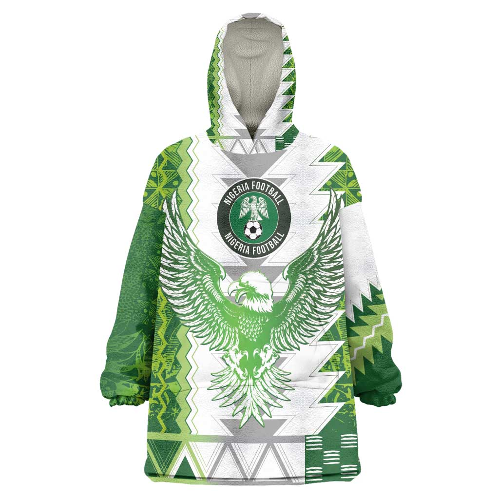Custom Nigeria National Football Kid Wearable Blanket Hoodie Naija Super Eagles - African Pride