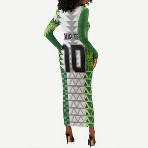 Custom Nigeria National Football Long Sleeve Bodycon Dress Naija Super Eagles - African Pride