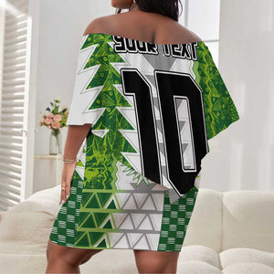 Custom Nigeria National Football Off Shoulder Short Dress Naija Super Eagles - African Pride