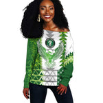 Custom Nigeria National Football Off Shoulder Sweater Naija Super Eagles - African Pride