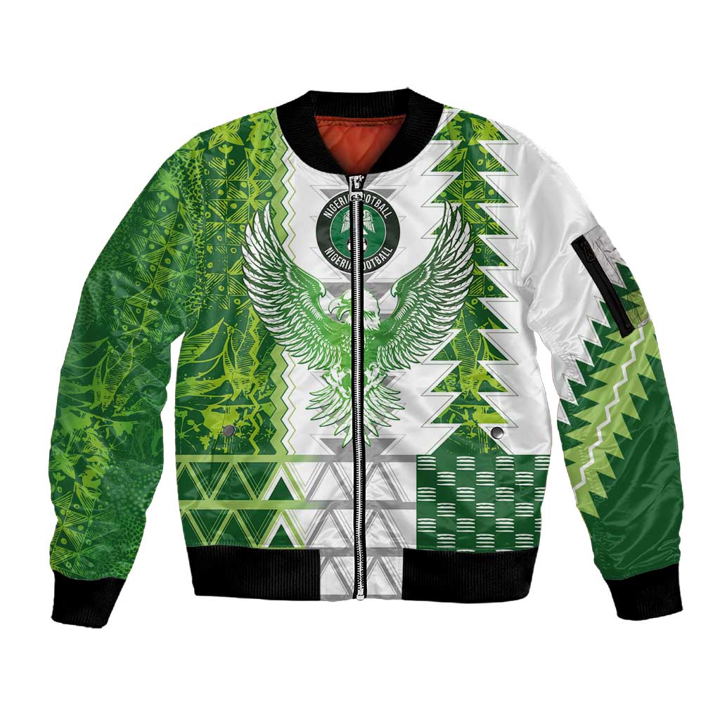 Custom Nigeria National Football Sleeve Zip Bomber Jacket Naija Super Eagles - African Pride