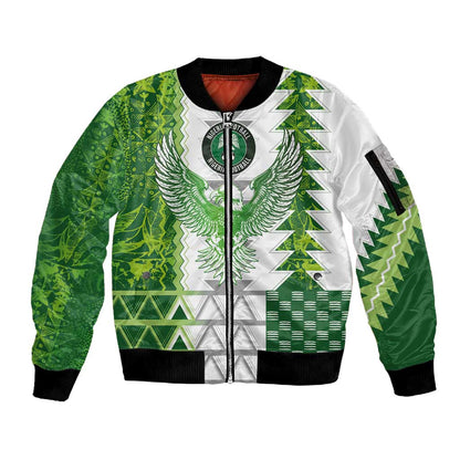 Custom Nigeria National Football Sleeve Zip Bomber Jacket Naija Super Eagles - African Pride