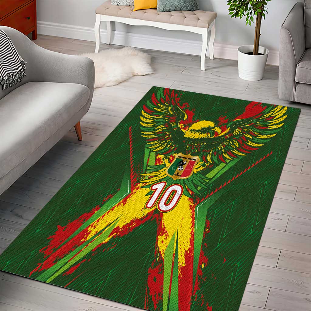 Custom Mali National Football Area Rug Grunge Les Aigles Sporty Style - African Pride