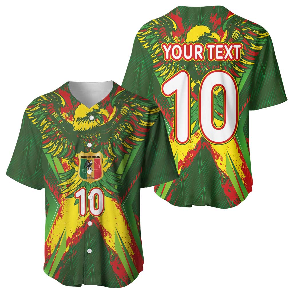 Custom Mali National Football Baseball Jersey Grunge Les Aigles Sporty Style - African Pride