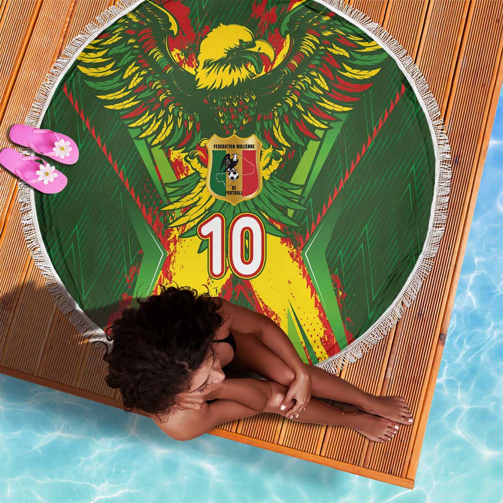 Custom Mali National Football Beach Blanket Grunge Les Aigles Sporty Style - African Pride