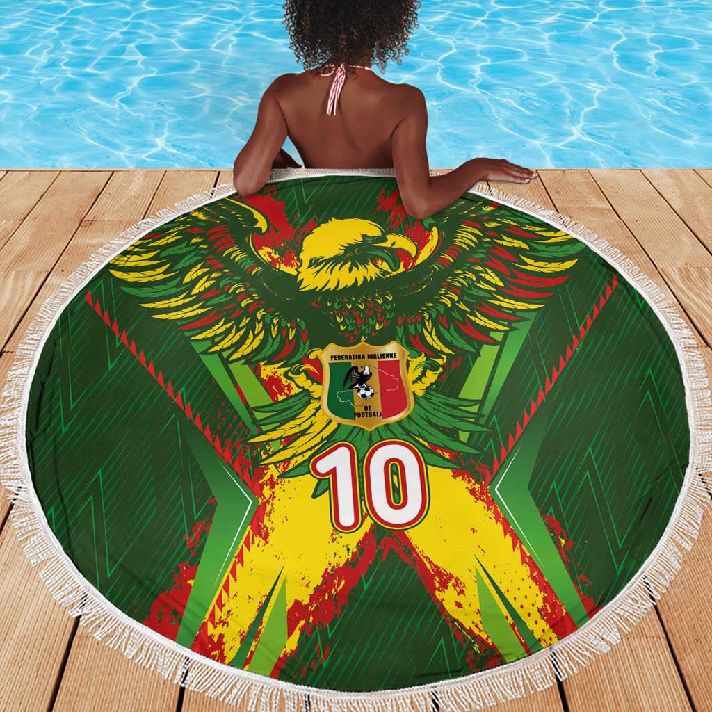 Custom Mali National Football Beach Blanket Grunge Les Aigles Sporty Style - African Pride