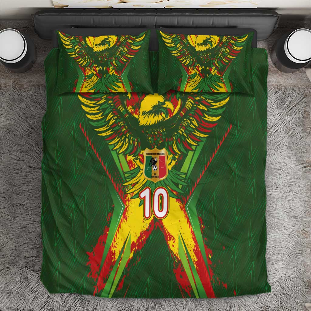 Custom Mali National Football Bedding Set Grunge Les Aigles Sporty Style - African Pride