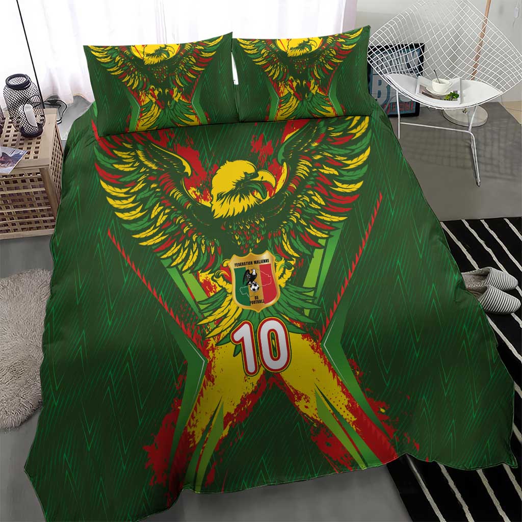 Custom Mali National Football Bedding Set Grunge Les Aigles Sporty Style - African Pride