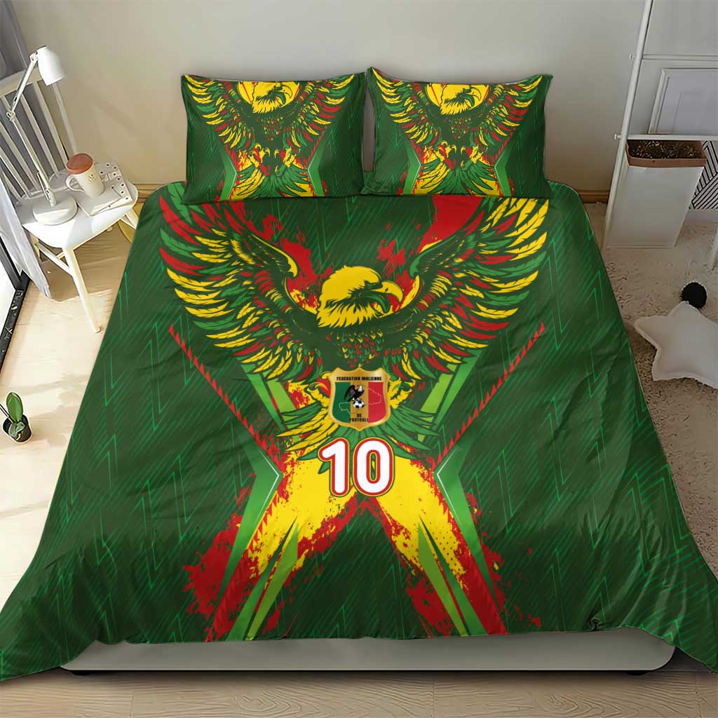 Custom Mali National Football Bedding Set Grunge Les Aigles Sporty Style - African Pride