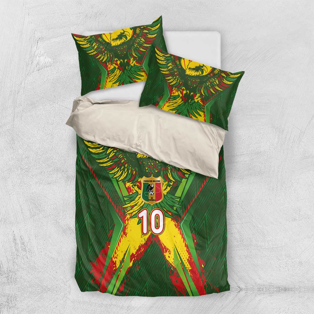 Custom Mali National Football Bedding Set Grunge Les Aigles Sporty Style - African Pride