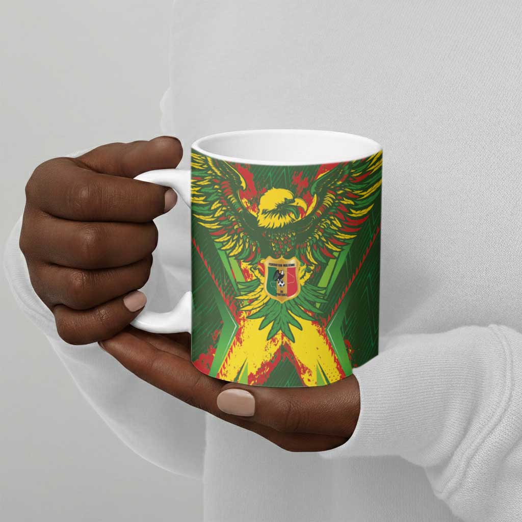 Custom Mali National Football Ceramic Mug Grunge Les Aigles Sporty Style - African Pride