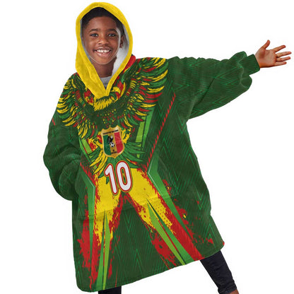 Custom Mali National Football Kid Wearable Blanket Hoodie Grunge Les Aigles Sporty Style - African Pride