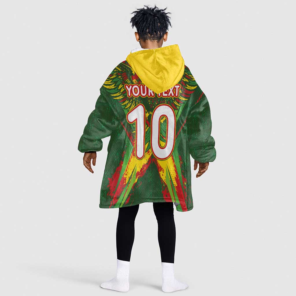 Custom Mali National Football Kid Wearable Blanket Hoodie Grunge Les Aigles Sporty Style - African Pride