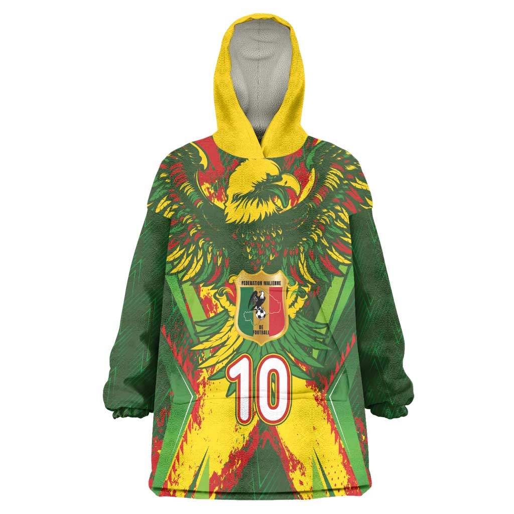 Custom Mali National Football Kid Wearable Blanket Hoodie Grunge Les Aigles Sporty Style - African Pride
