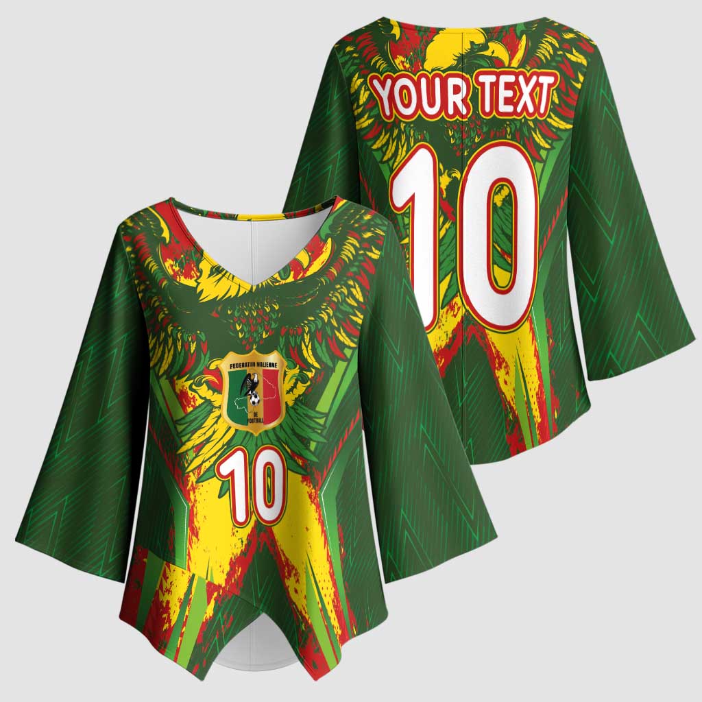 Custom Mali National Football Kimono Sleeve Blouse Grunge Les Aigles Sporty Style - African Pride