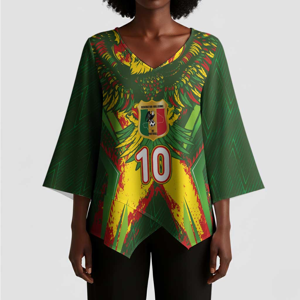 Custom Mali National Football Kimono Sleeve Blouse Grunge Les Aigles Sporty Style - African Pride