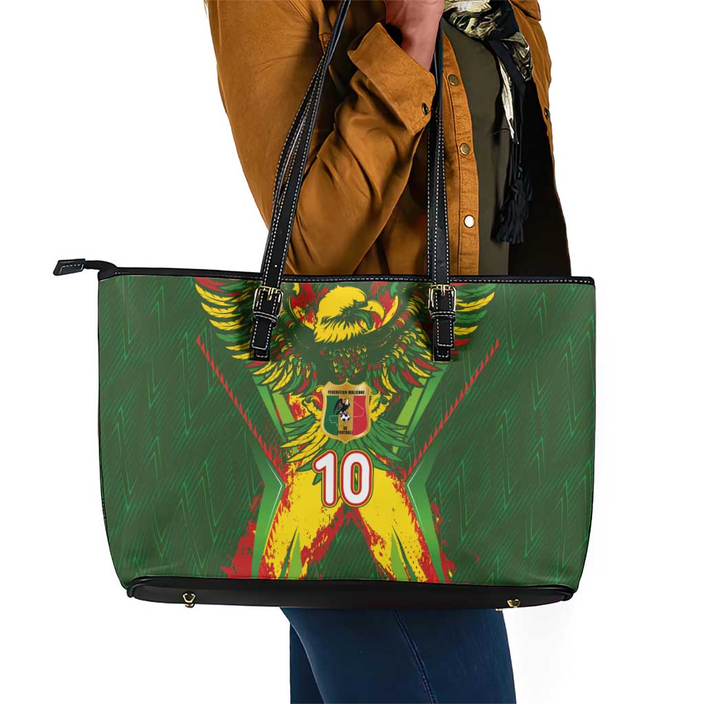 Custom Mali National Football Leather Tote Bag Grunge Les Aigles Sporty Style - African Pride