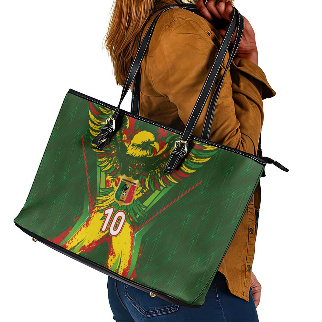 Custom Mali National Football Leather Tote Bag Grunge Les Aigles Sporty Style - African Pride