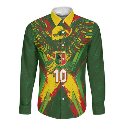Custom Mali National Football Long Sleeve Button Shirt Grunge Les Aigles Sporty Style - African Pride