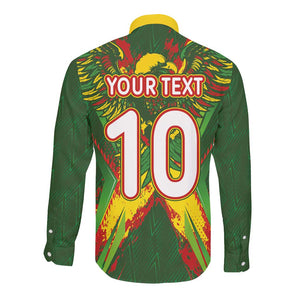 Custom Mali National Football Long Sleeve Button Shirt Grunge Les Aigles Sporty Style - African Pride