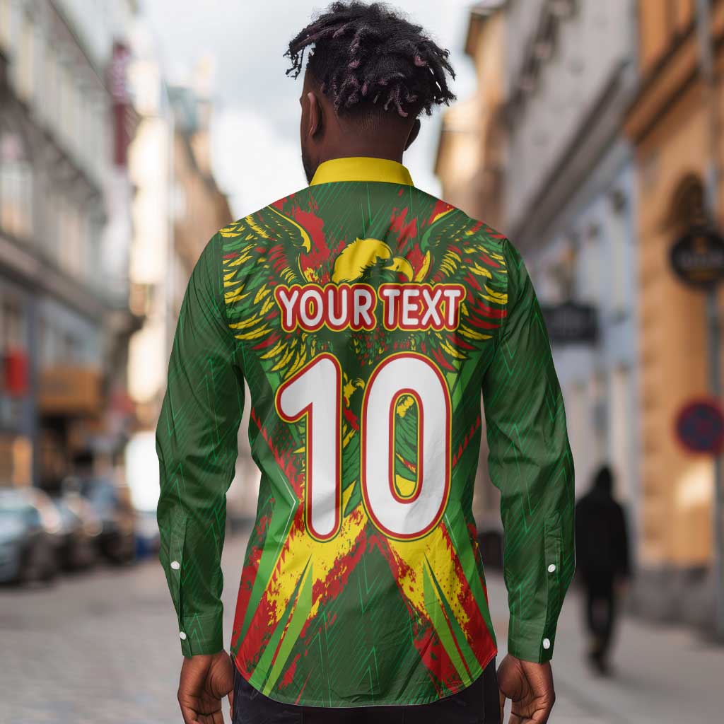Custom Mali National Football Long Sleeve Button Shirt Grunge Les Aigles Sporty Style - African Pride