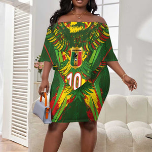 Custom Mali National Football Off Shoulder Short Dress Grunge Les Aigles Sporty Style - African Pride