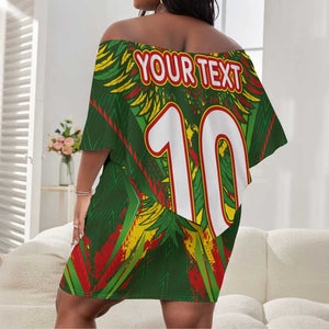 Custom Mali National Football Off Shoulder Short Dress Grunge Les Aigles Sporty Style - African Pride