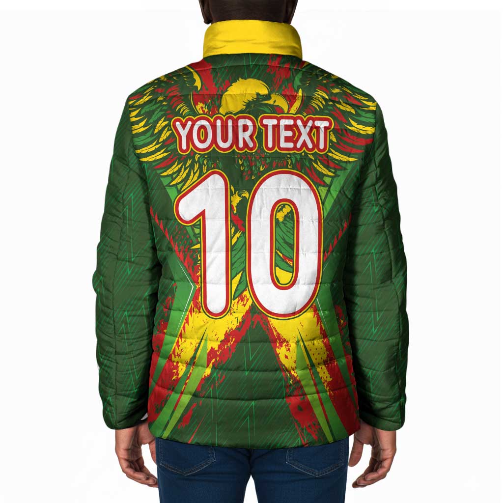 Custom Mali National Football Padded Jacket Grunge Les Aigles Sporty Style - African Pride